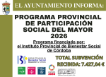 imagen de SUBVENCIÓN RECIBIDA. PROGRAMA DEL MAYOR 2026