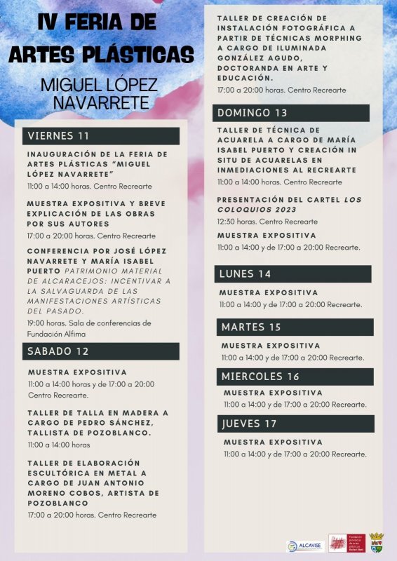 Programación IV Feria de Artes Plásticas Miguel López Navarrete