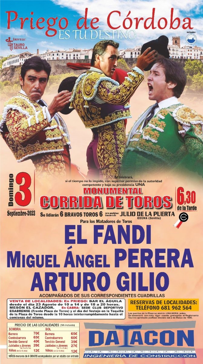 Anuncian la realización de la Feria Real en Priego de Córdoba con destacados toreros y ganadería reconocida.