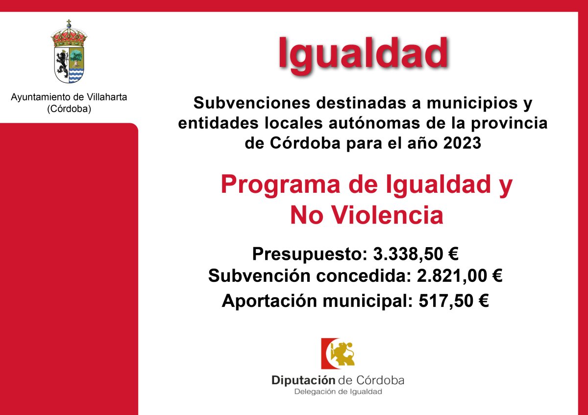 SUBVENCIONES RECIBIDAS. PROGRAMA DE IGUALDAD