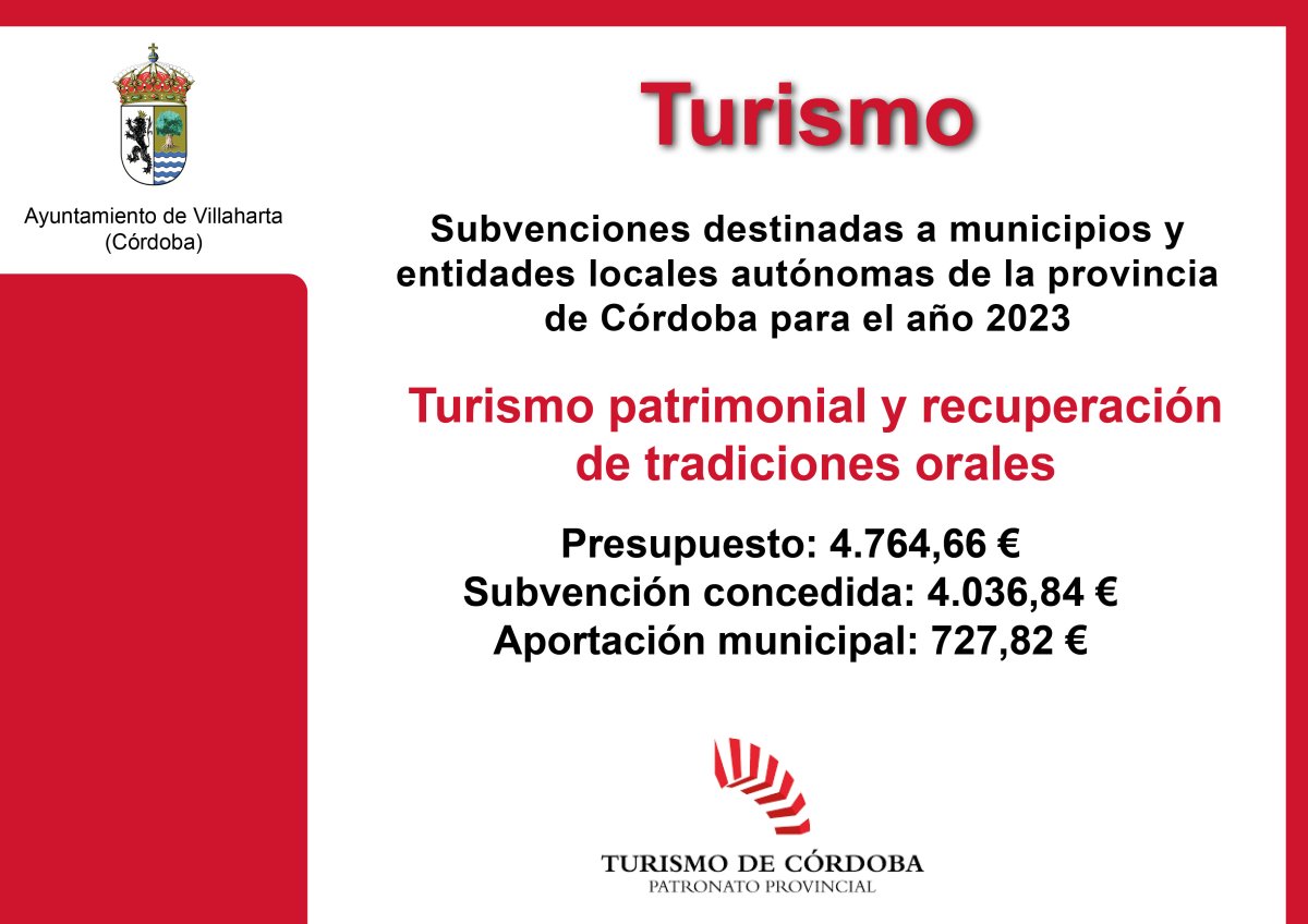 SUBVENCIÓN RECIBIDA. TURISMO