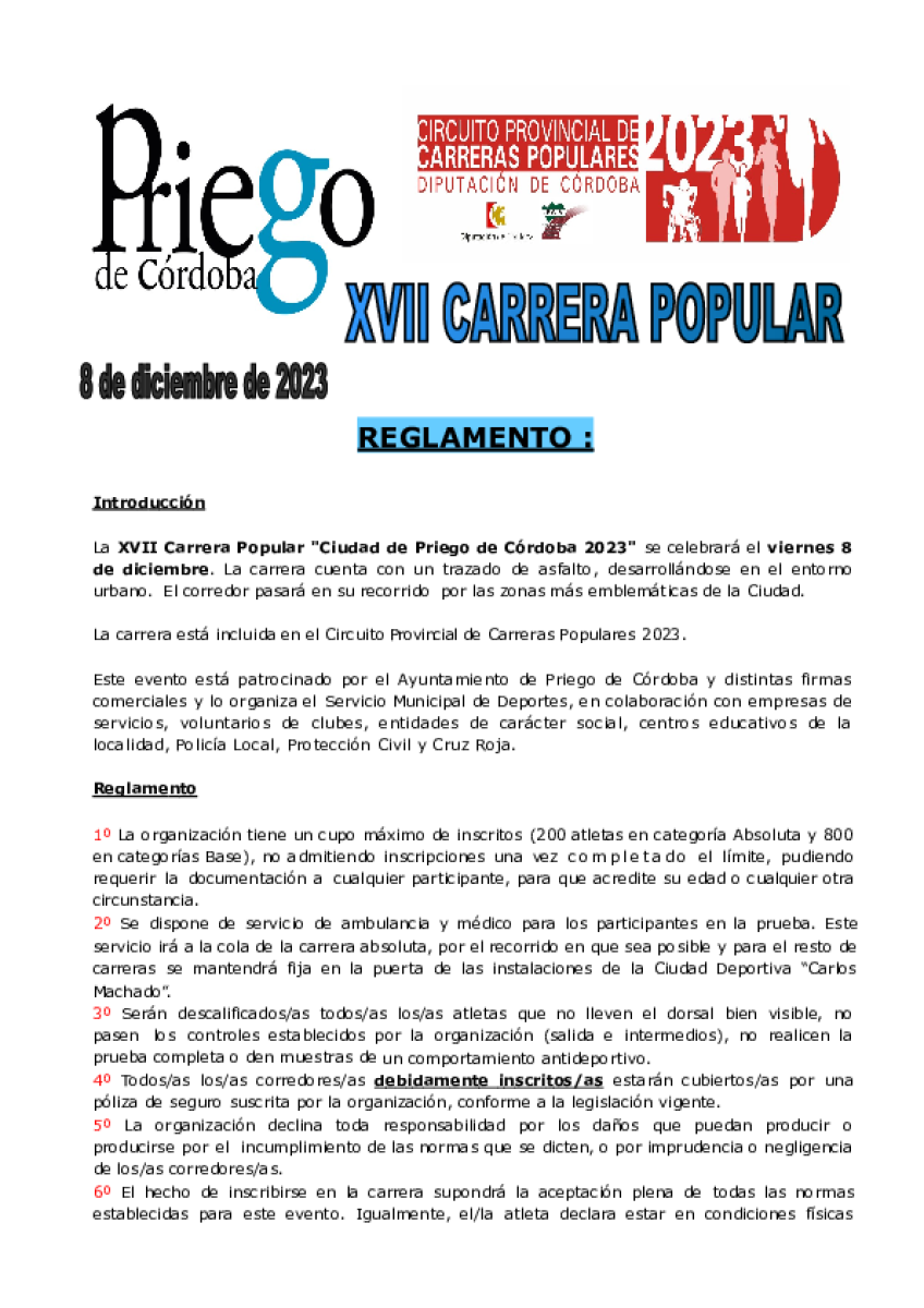 XVII Carrera Popular «Ciudad de Priego de Córdoba 2023»