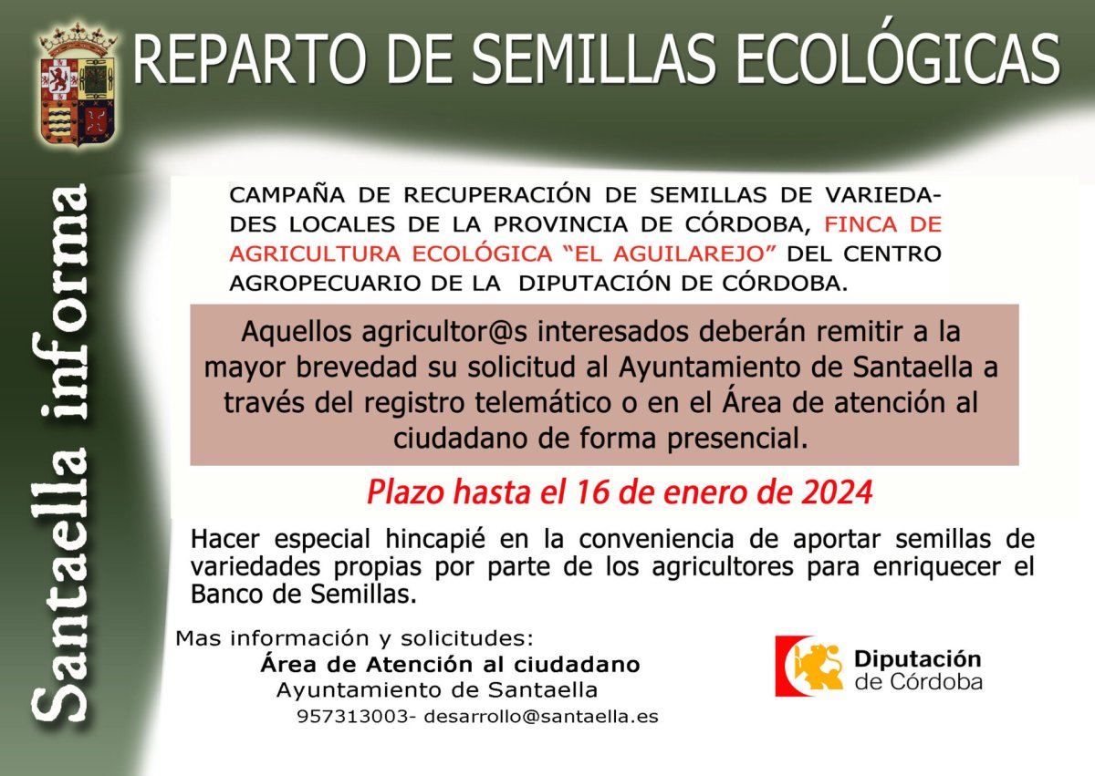 Agricultores de Córdoba podrán solicitar semillas ecológicas para recuperar variedades hortícolas locales