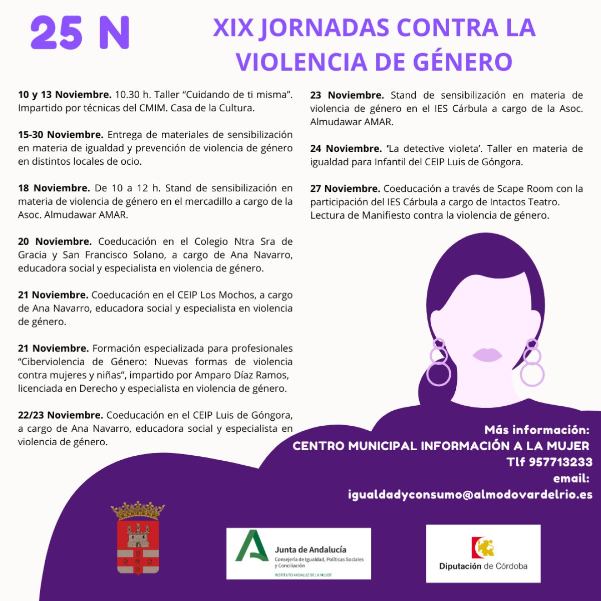 "XIX Jornadas de Prevención de la Violencia de Género: Programa completo de actividades en noviembre"