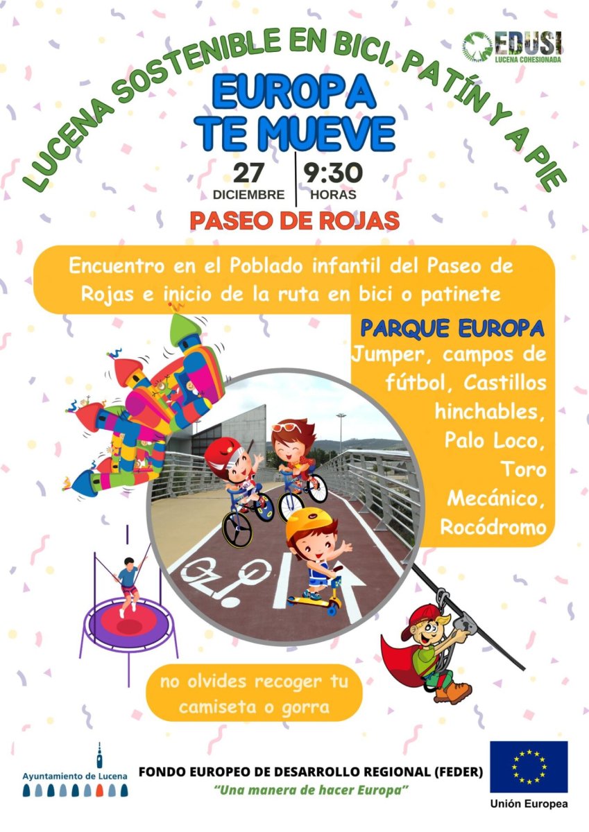 Lucena impulsa la movilidad sostenible con una ruta en bici y patín hacia el nuevo espacio familiar.