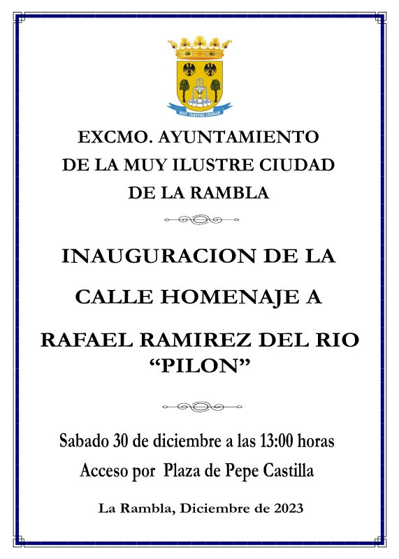 inauguración de la calle homenaje a Rafael Ramírez del Río “Pilón”
