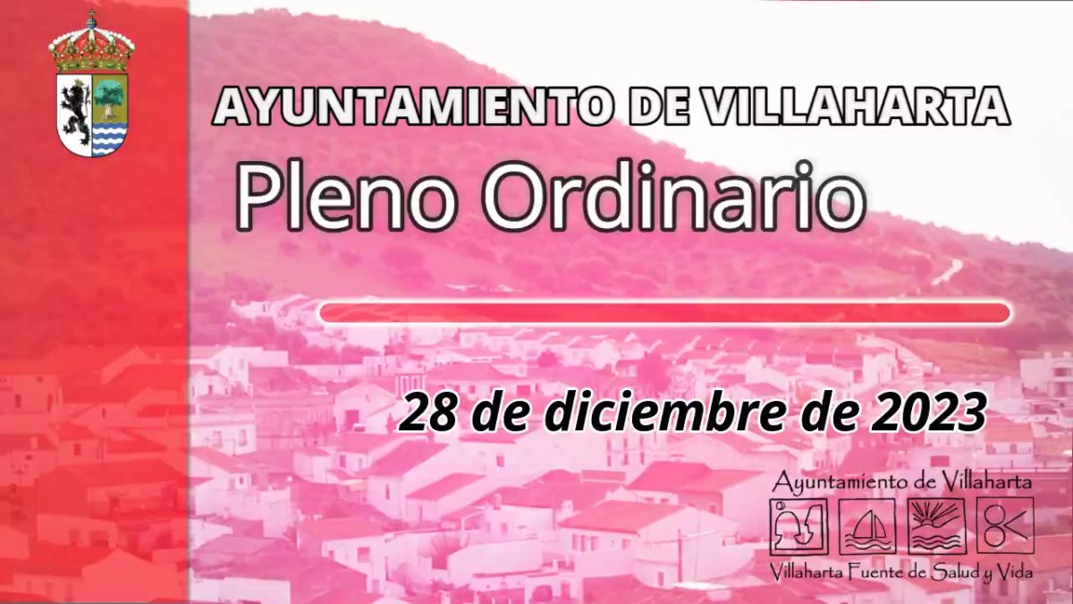 El Ayuntamiento de Villaharta celebrará un pleno ordinario el 28 de diciembre que será retransmitido en directo por YouTube