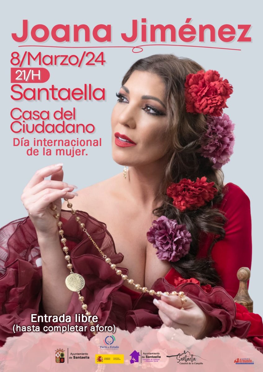 Concierto gratuito de Joana Jímenez en Santaella para celebrar el Día de la Mujer.