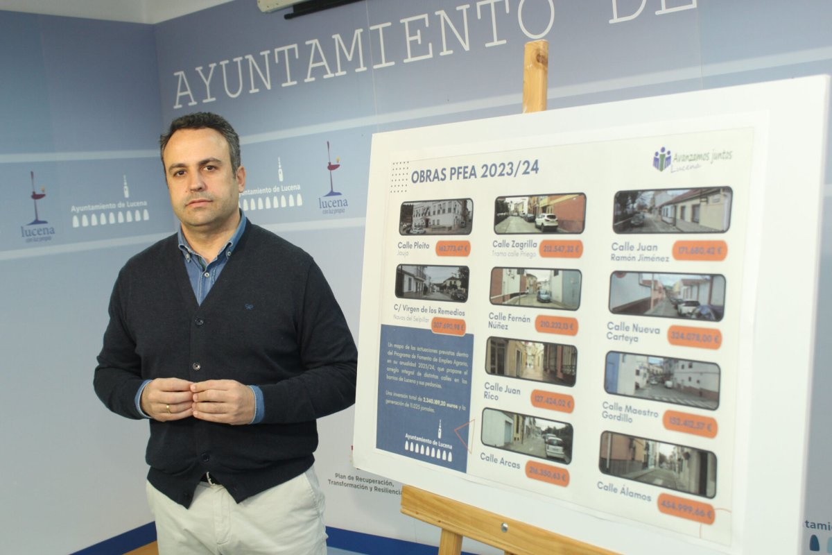 El Ayuntamiento de Lucena inicia obras del Programa para el Fomento del Empleo Agrario en distintas ubicaciones de la ciudad, excepto en la calle Juan Rico.