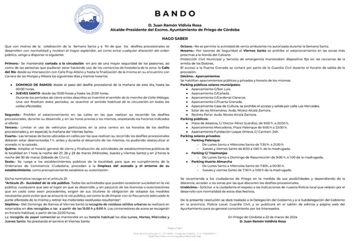 Bando Semana Santa 2024