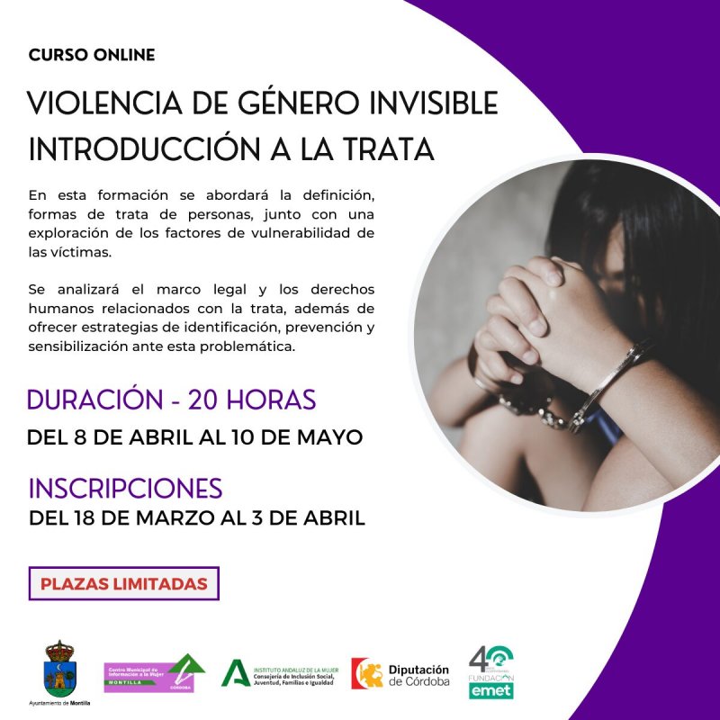 Inscripciones abiertas: Curso online sobre "Violencia de Género Invisible" en Montilla