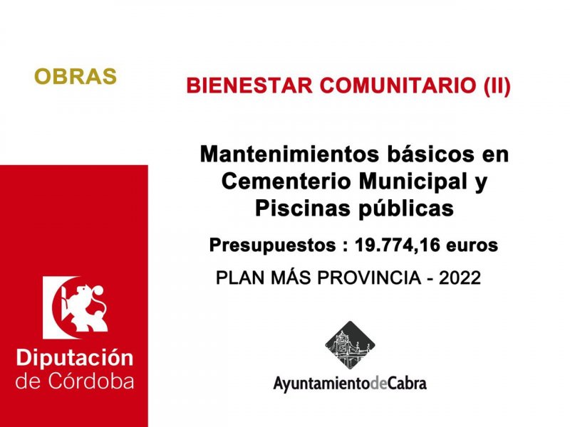 Diputación de Córdoba otorga subvenciones del Plan Más Provincia 2022
