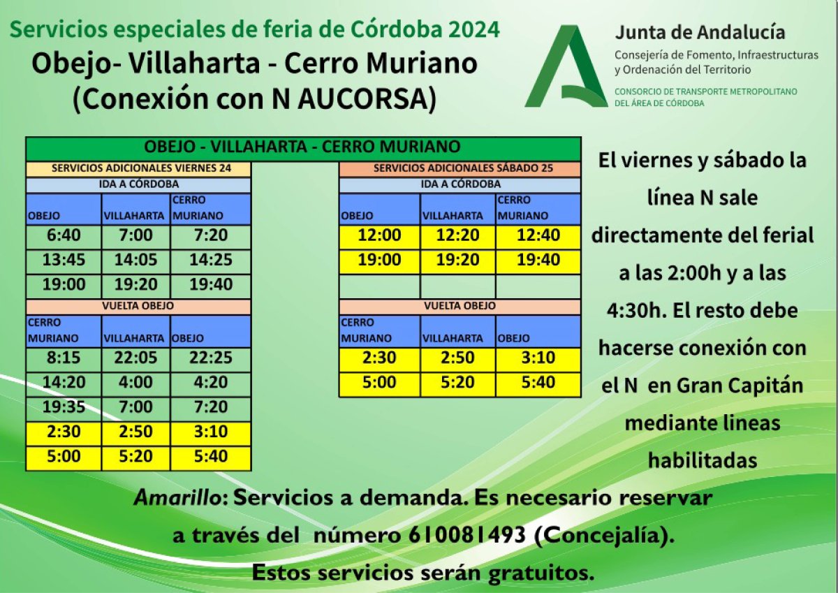 AUTOBUSES. SERVICIOS ESPECIALES FERIA CÓRDOBA
