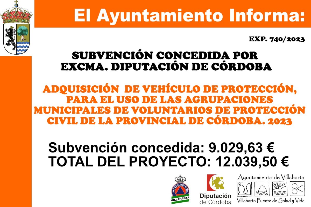 SUBVENCIÓN CONCEDIDA. VEHÍCULO DE PROTECCIÓN CIVIL