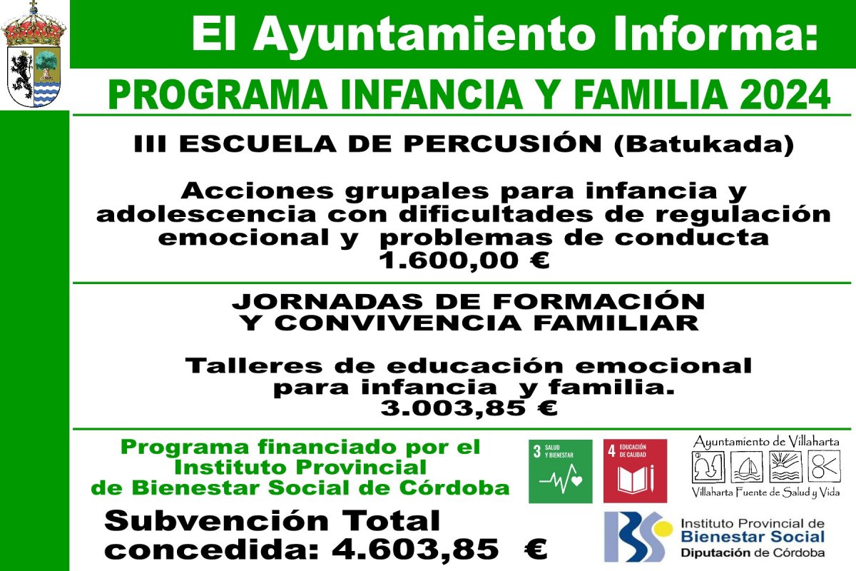 SUBVENCIÓN CONCEDIDA. PROGRAMA INFANCIA Y FAMILIA