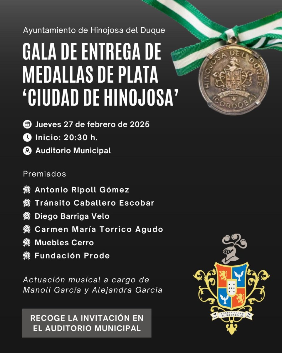 GALA DE ENTREGA DE MEDALLAS DE PLATA «CIUDAD DE HINOJOSA»