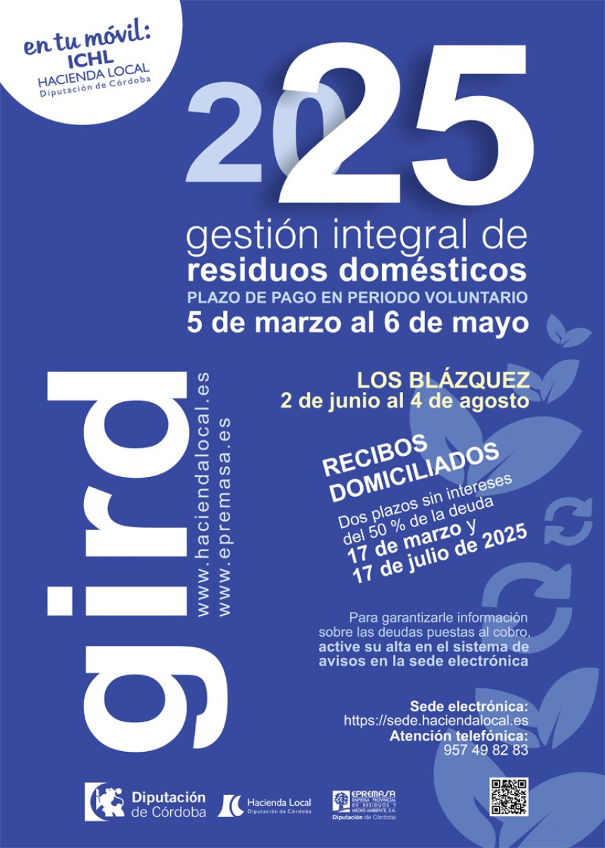 Ppuesta al cobro por la Gestión Integral de Residuos Domésticos correspondiente al ejercicio 2025.