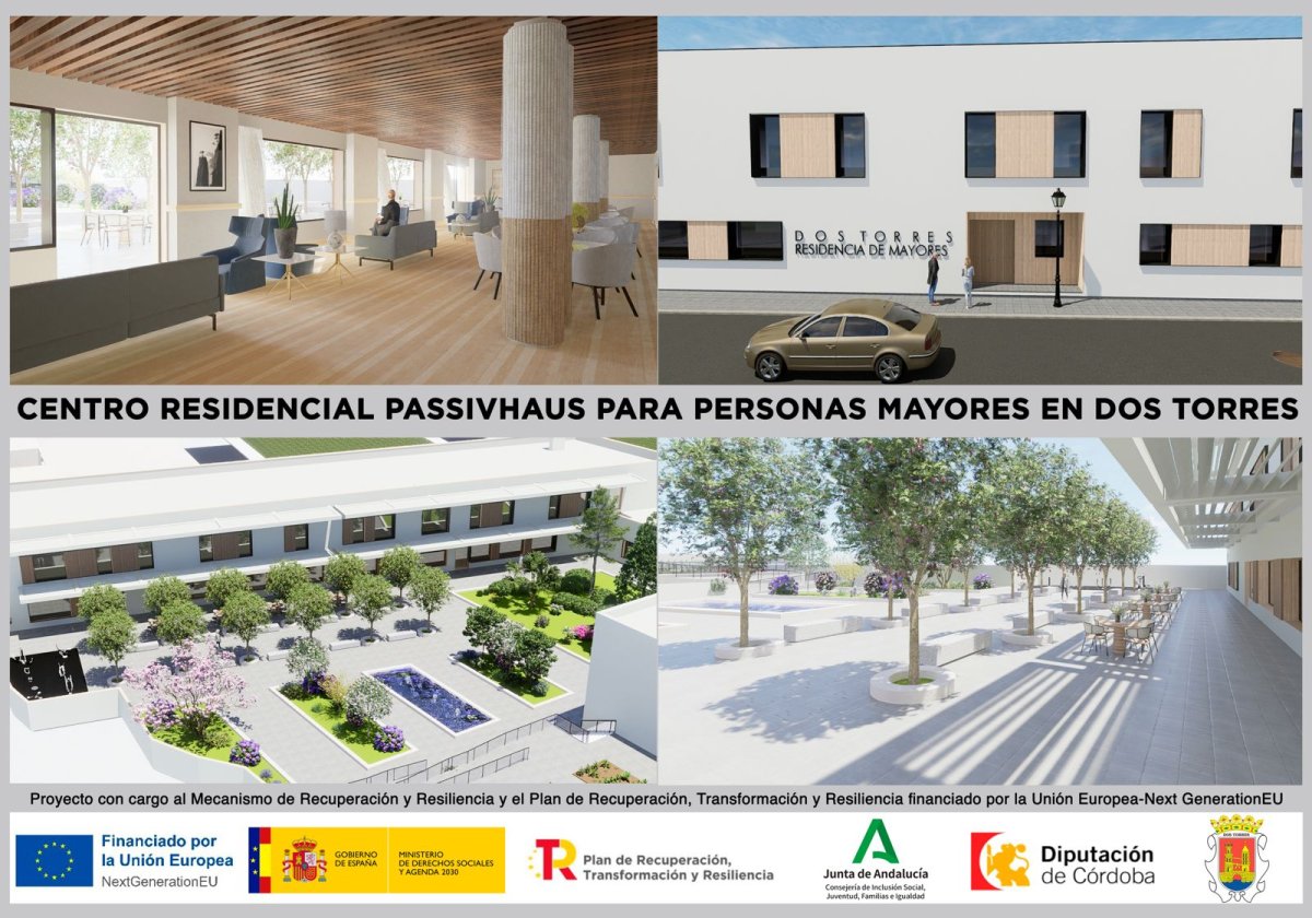 ADJUDICACIÓN DEL CONTRATO PARA LA CONSTRUCCIÓN DE CENTRO RESIDENCIAL PASSIVHAUS PARA PERSONAS MAYORES EN DOS TORRES. FINANCIADO CON CARGO AL MECANISMO DE RECUPERACIÓN Y RESILIENCIA. UNIÓN EUROPEA NEXT-GENERATIONEU