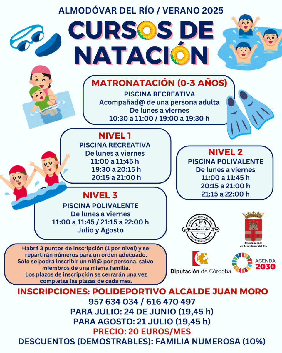 Cursos de natación en la piscina municipal