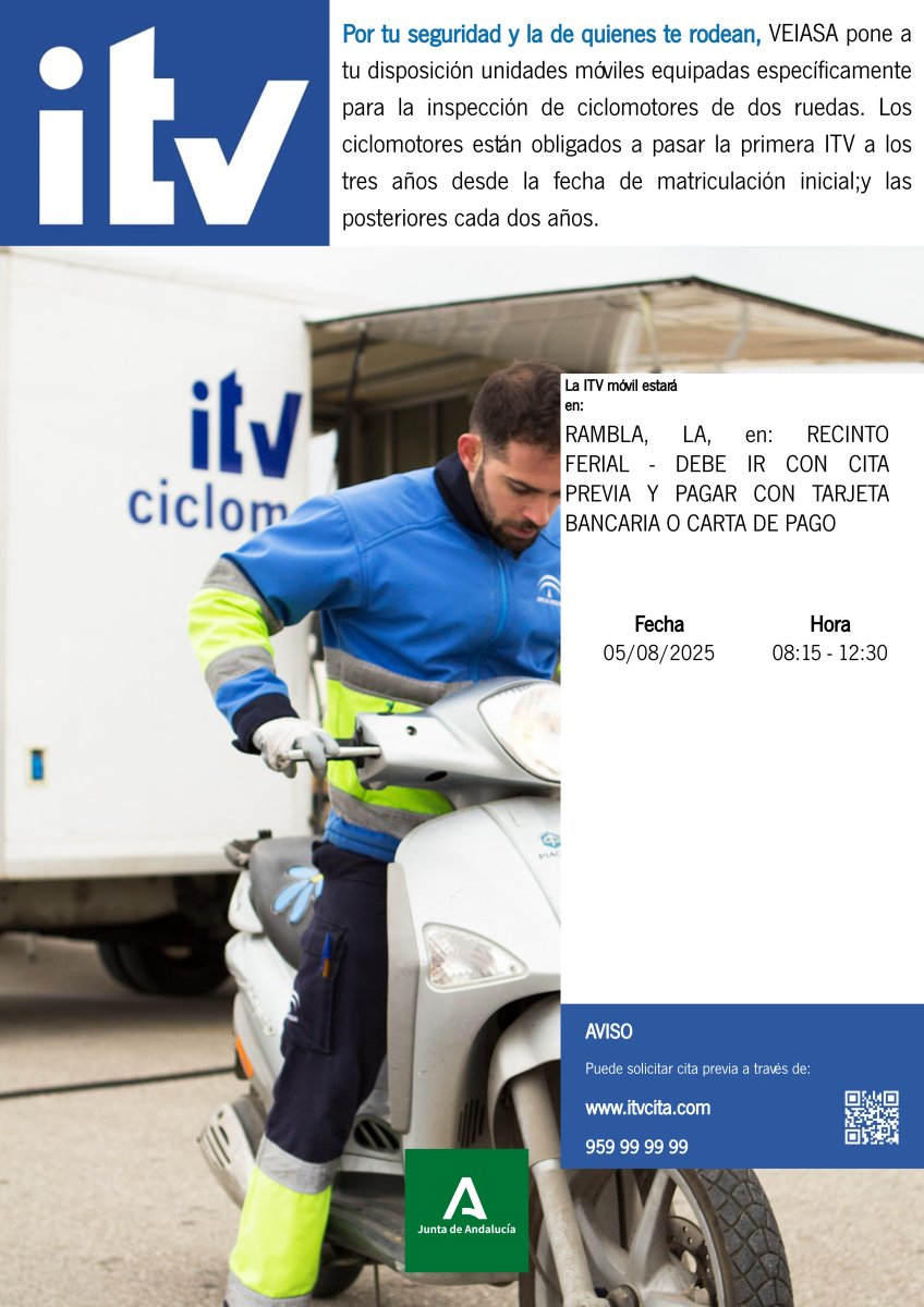 VISITA DE ITV DE CICLOMOTORES EN LA RAMBLA EL 05/08/2025