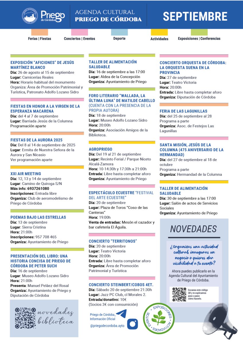AGENDA CULTURAL SEPTIEMBRE DE 2025