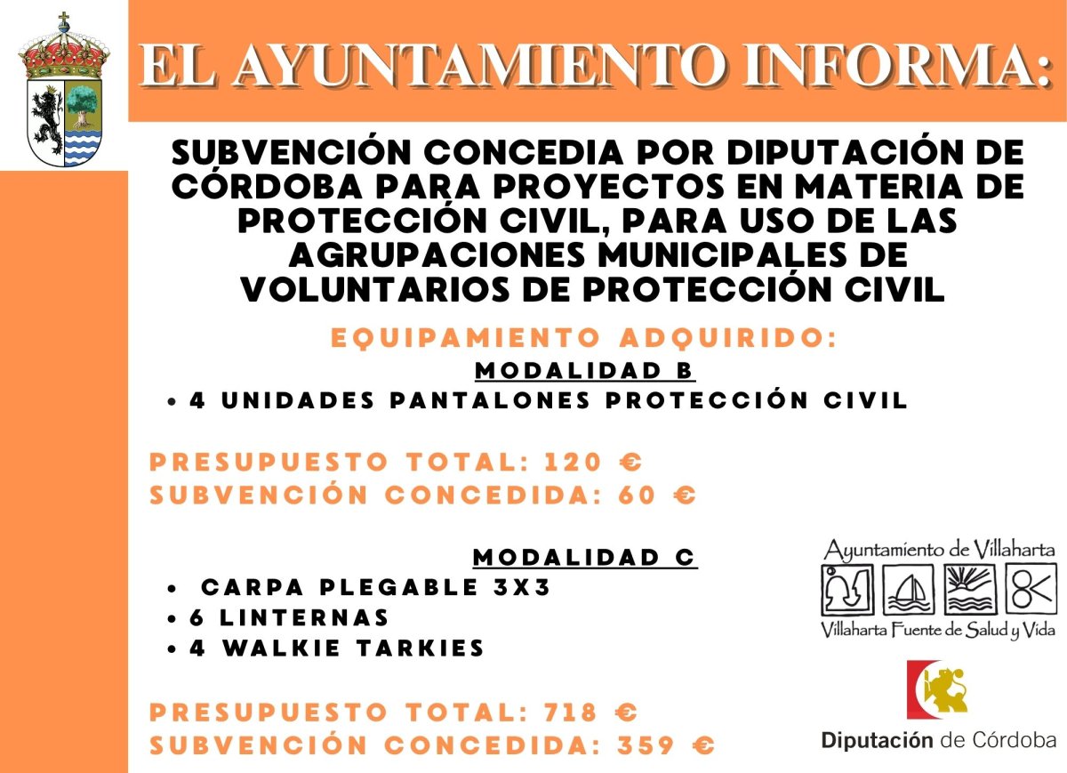 SUBVENCIÓN CONCEDIDA PROTECCIÓN CIVIL 2025