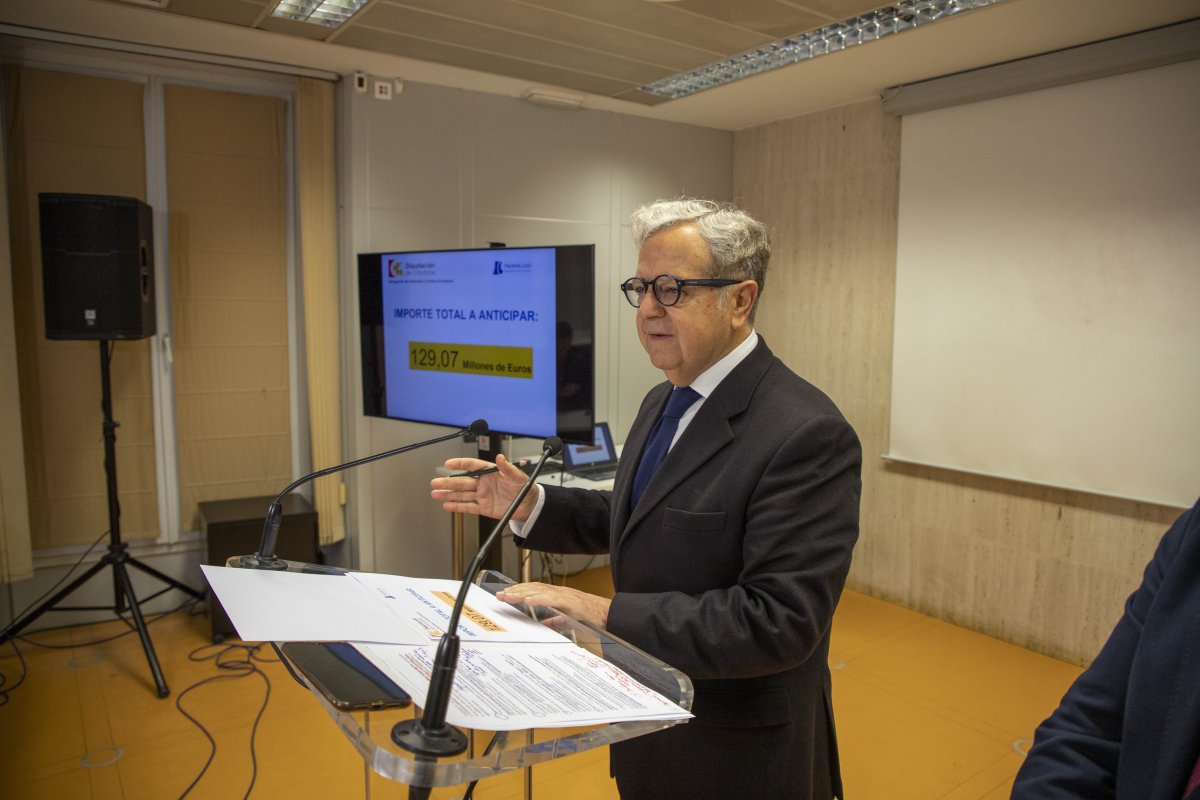 La Diputación transfiere a los ayuntamientos de la provincia un total de 129,07 millones de euros en concepto de anticipo de recaudación, un 2,55% más que en 2025