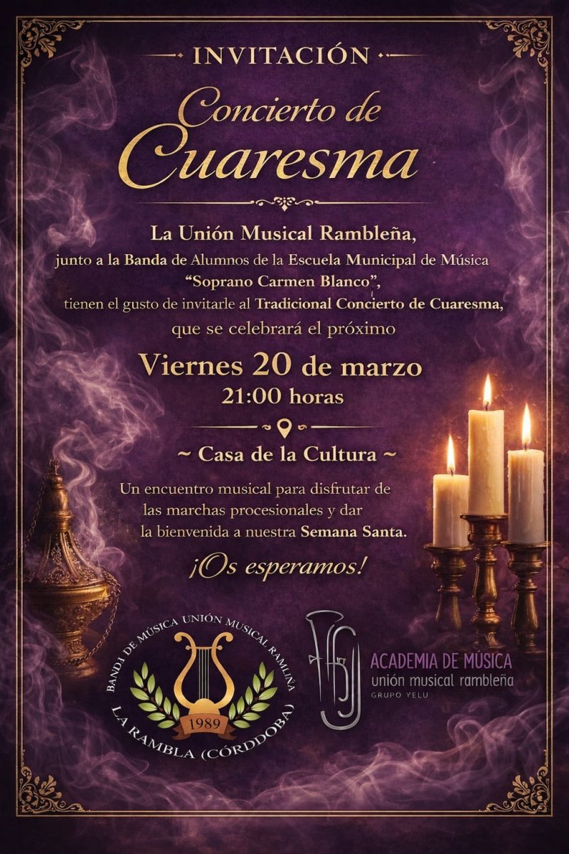 CONCIERTO DE cuaresma A CARGO DE LA UNIÓN MUSICAL RAMBLEÑA