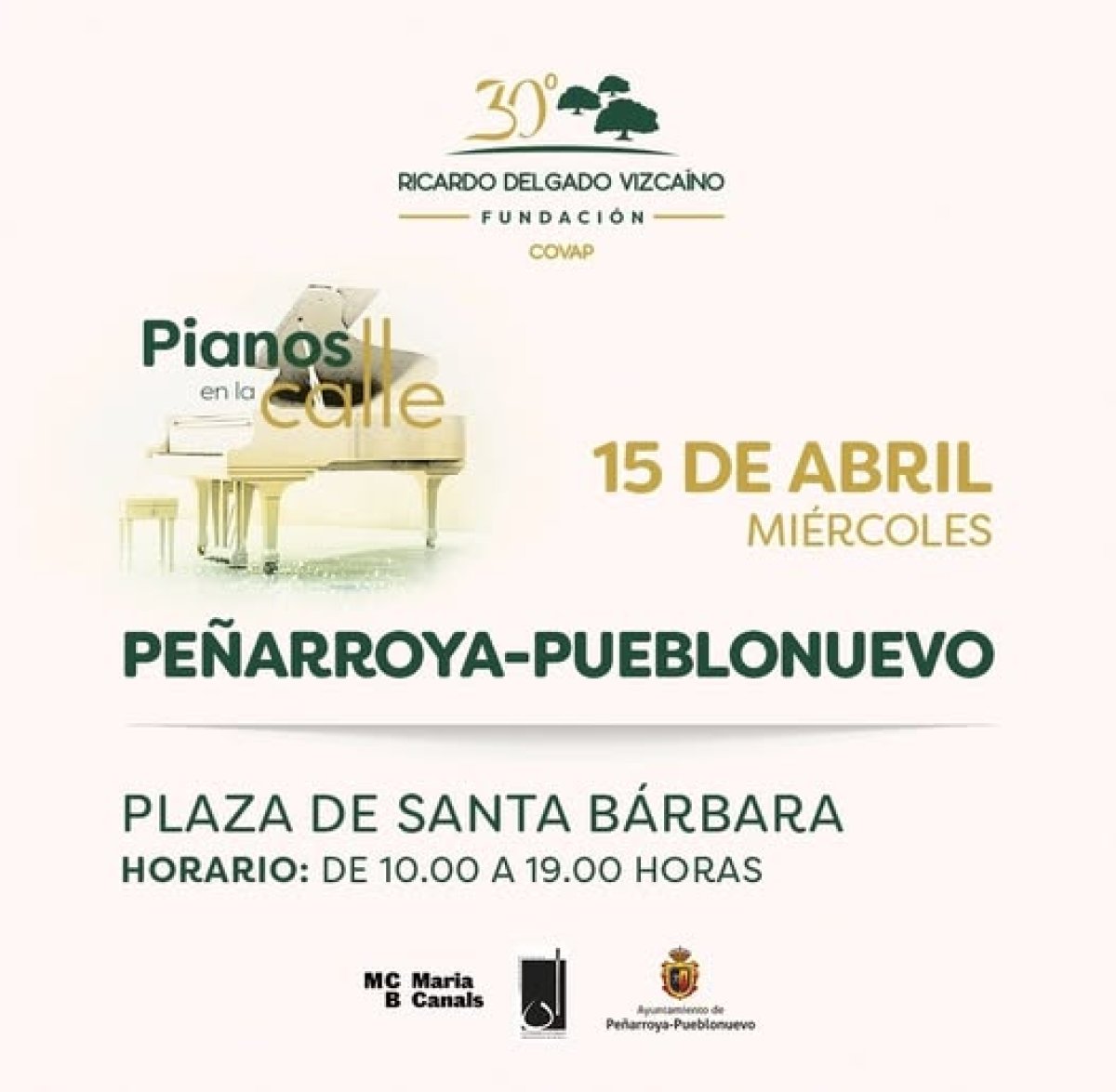 Pianos en la Calle: jornada musical abierta en Plaza Santa Bárbara, 15 de abril