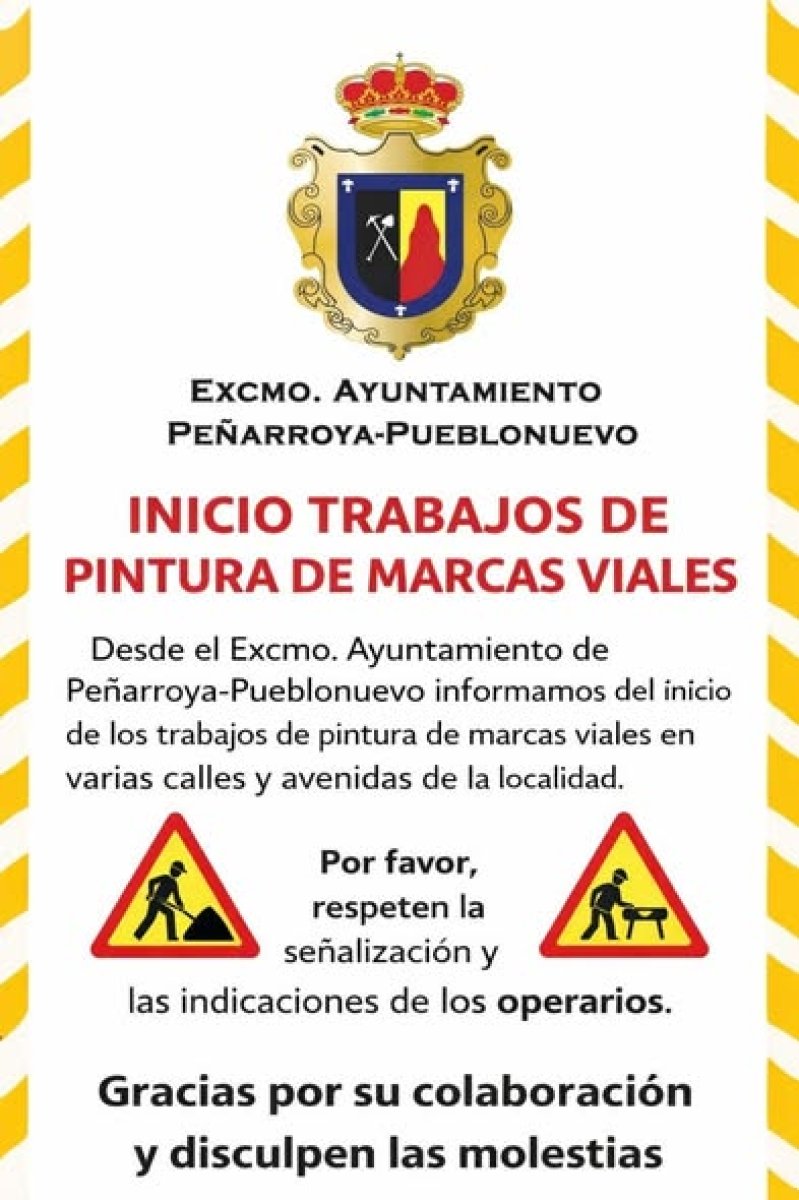Peñarroya-Pueblonuevo inicia repintado de marcas viales y pide colaboración vecinal
