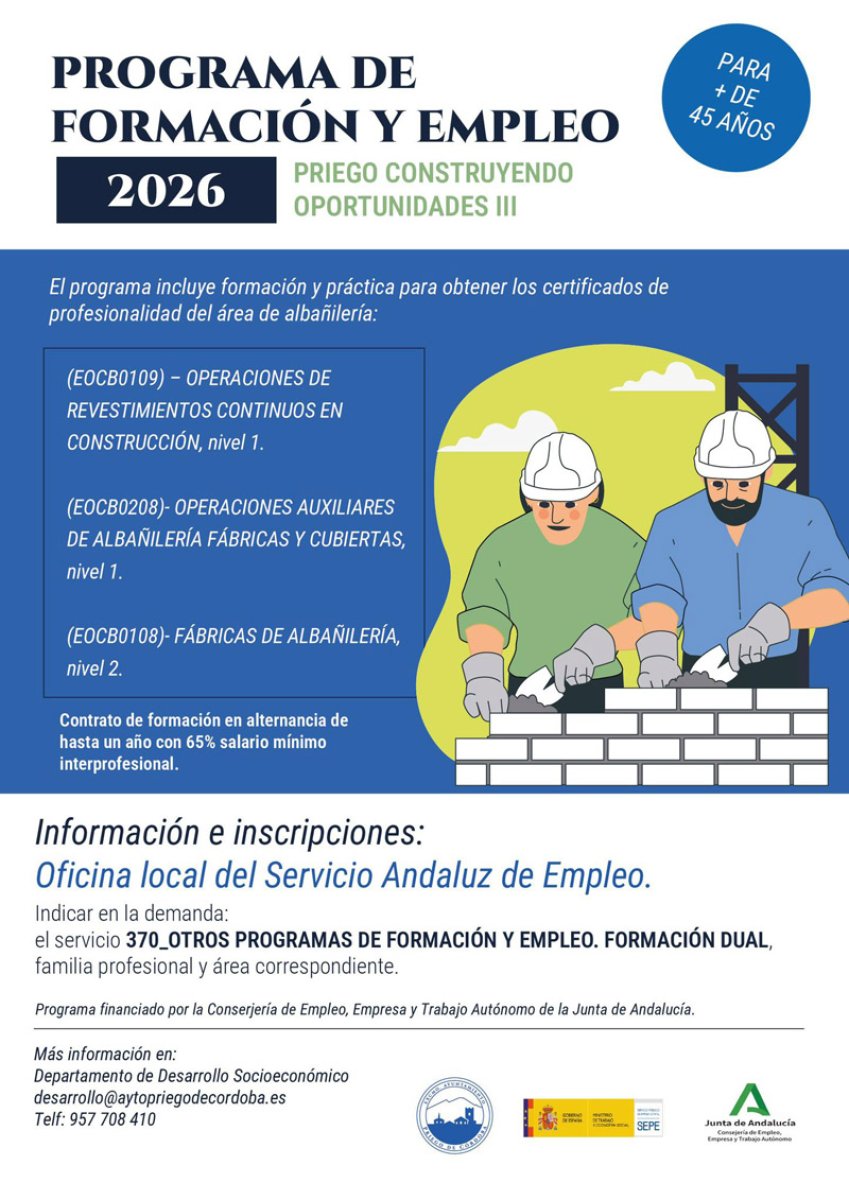 Programa Empleo y Formación, Priego Construye III