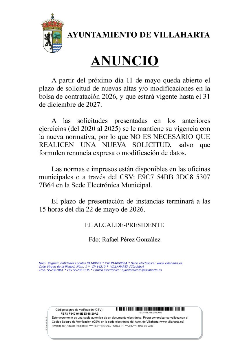 PROGRAMA CONTRATACIÓN EXTRAORDINARIA