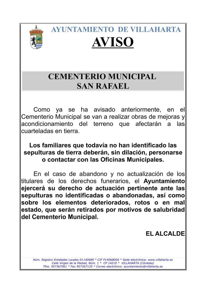 ANUNCIO. CEMENTERIO MUNICIPAL