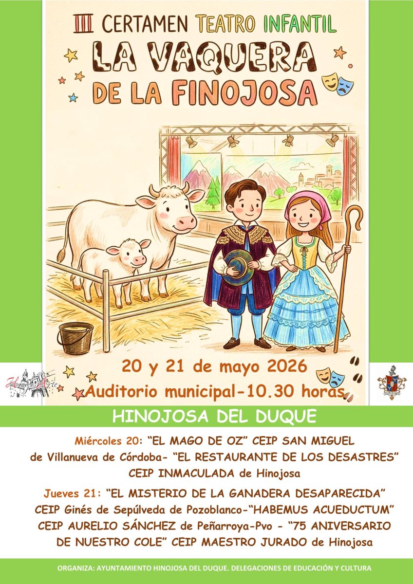 III certamen infantil "La Vaquera de la Finojosa" reúne escolares el 20 y 21 de mayo