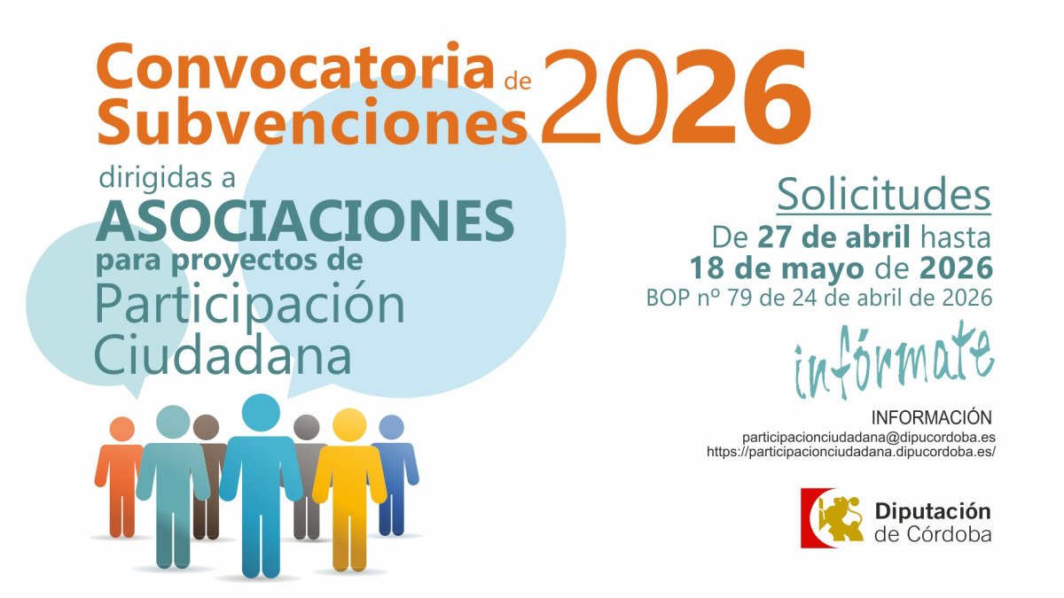 Diputación de Córdoba abre 100.000€ en ayudas a asociaciones de participación ciudadana