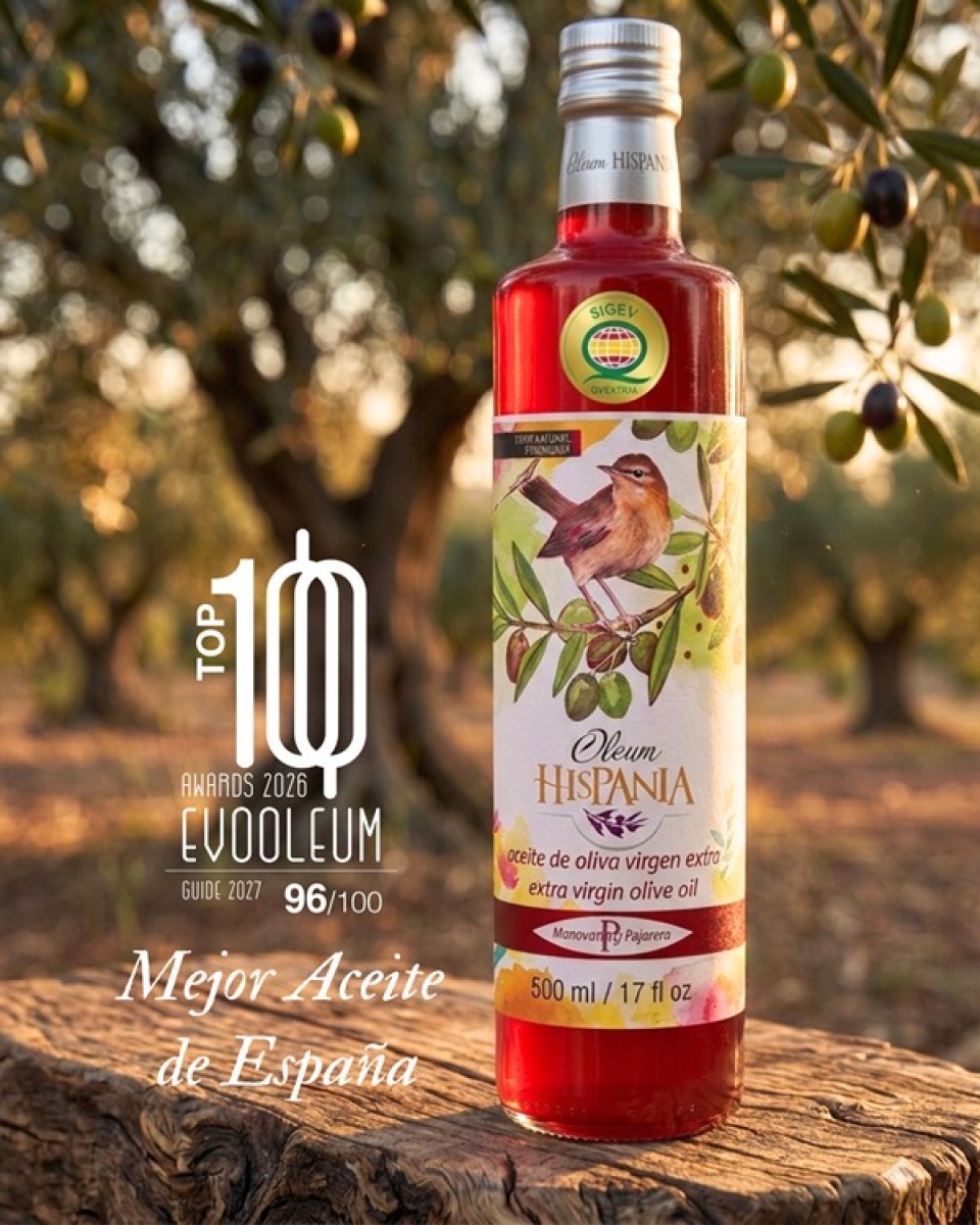 Oleum Hispania Pajarera, mejor AOVE de España (96/100) y tercer mejor del mundo en EVOOLEUM