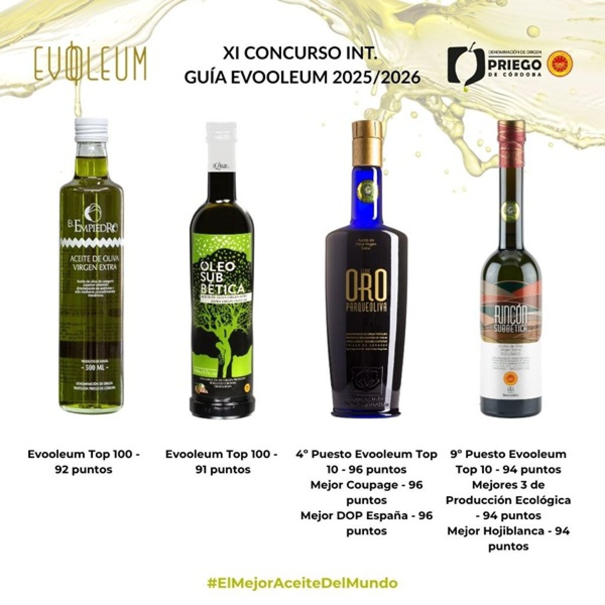 DOP Priego de Córdoba brilla en EVOOLEUM 2025/26: Parqueoliva, Mejor DOP