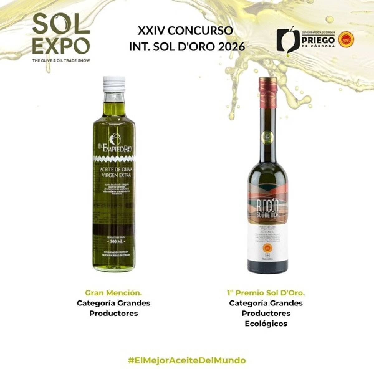 Priego de Córdoba, premiada en Sol d’Oro 2026: Rincón de la Subbética gana; El Empiedro, mención