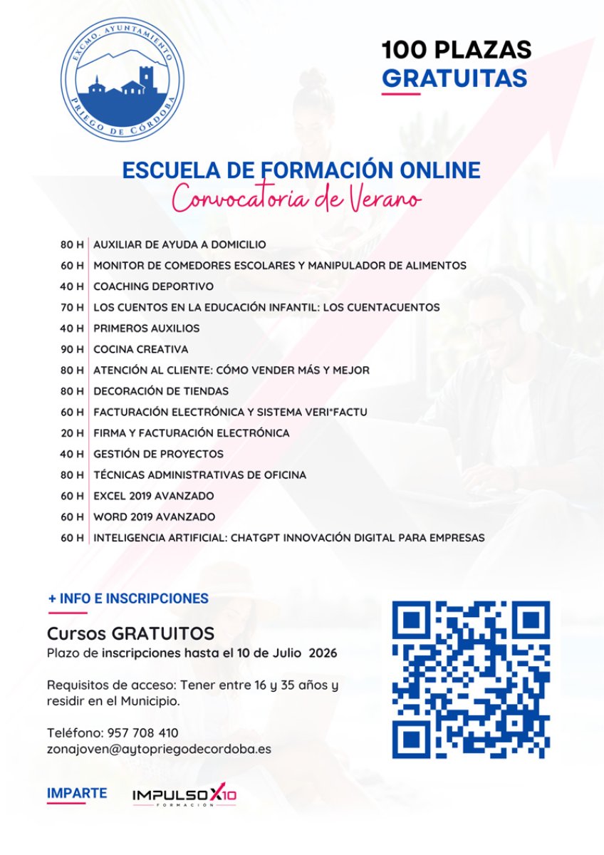 Convocatoria Escuela de Verano Online Priego de Córdoba 2026