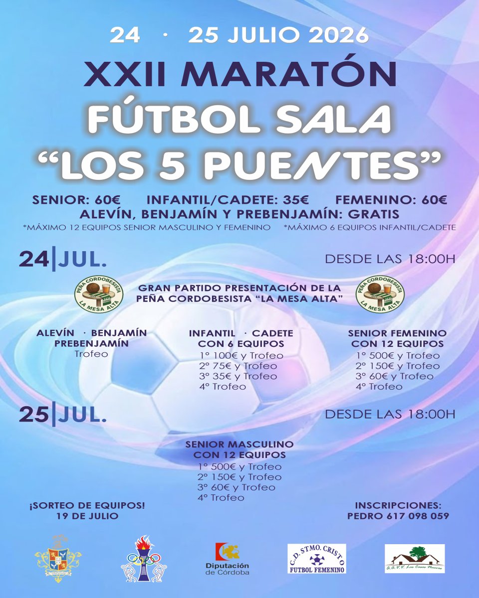 Hinojosa del Duque acoge XXII Maratón de Fútbol Sala "Los 5 Puentes" el 24 y 25 de julio