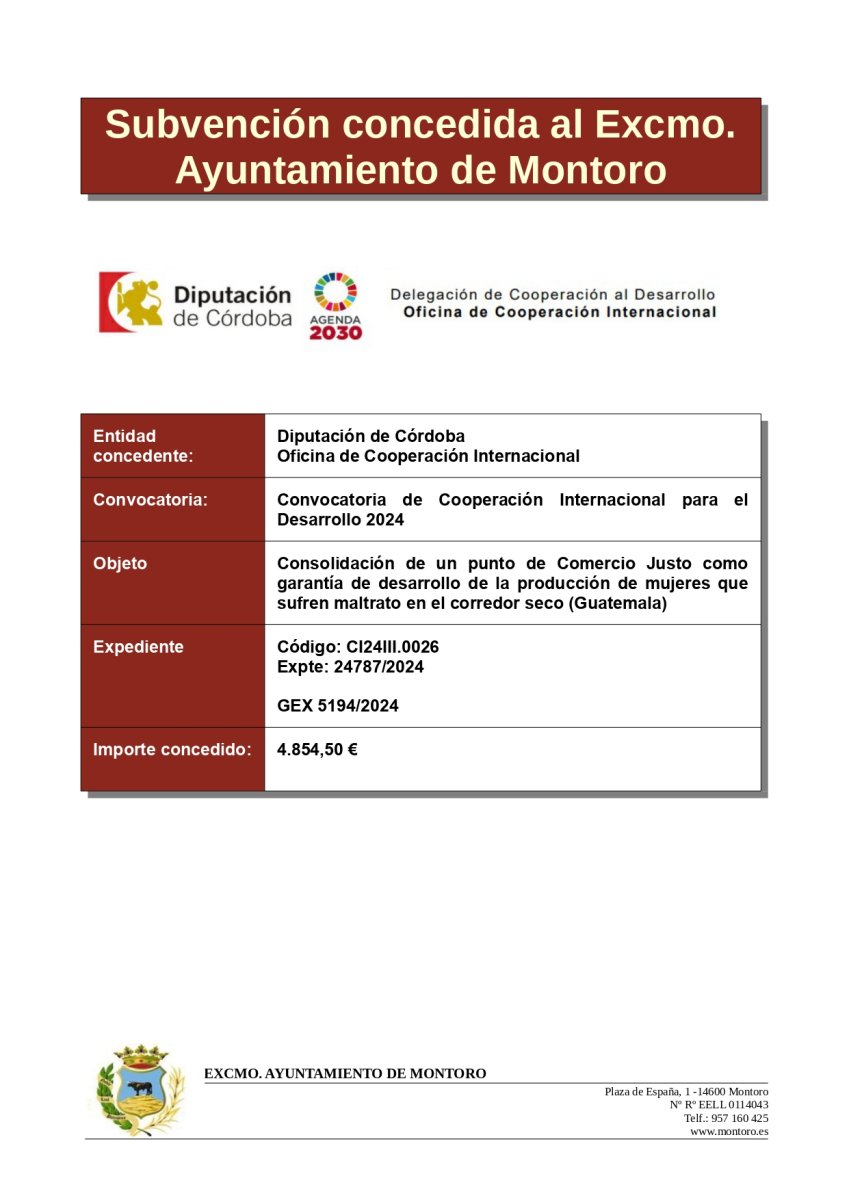 publicidad subvención de cooperación internacional para el desarrollo