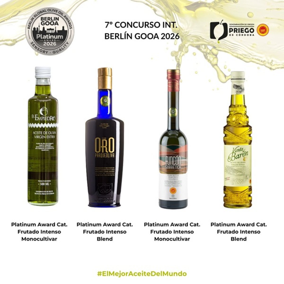 Cuatro AOVEs de la D.O.P. Priego de Córdoba logran Medalla Platinum en Berlín