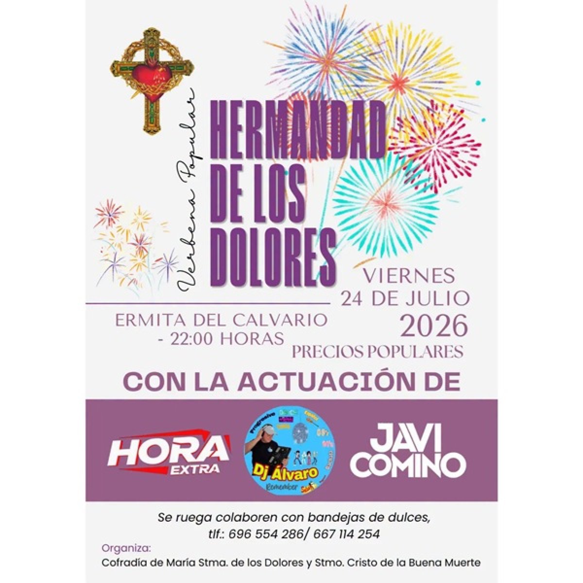 Verbena popular en la Ermita del Calvario el 24 de julio (22:00): piden bandejas de dulces