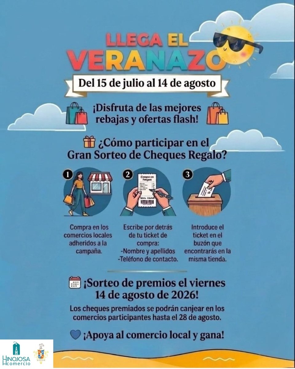Campaña veraniega del municipio: descuentos y sorteo de cheques regalo (15/7-14/8/2026)