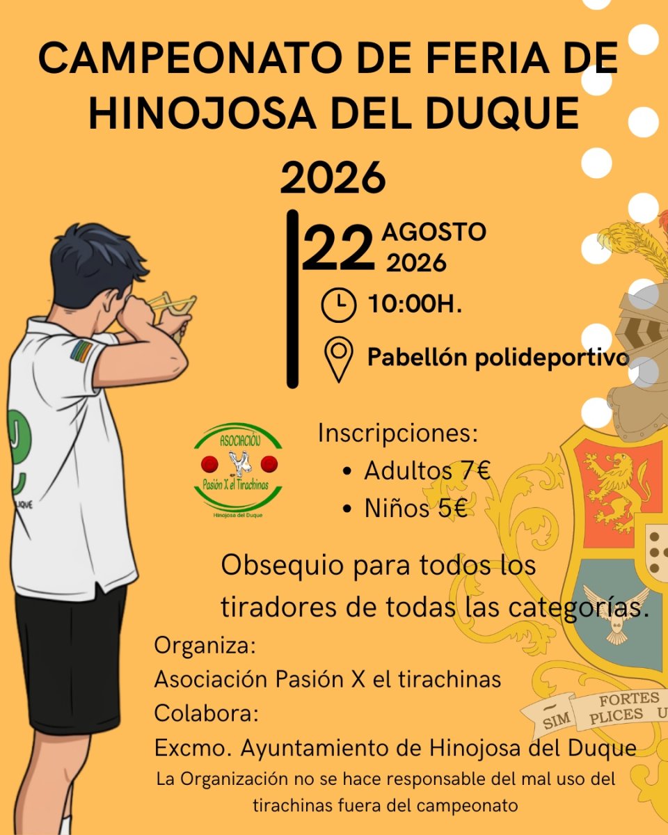 Concurso popular de tirachinas en Hinojosa del Duque: 22 ago, inscripción 7€/5€
