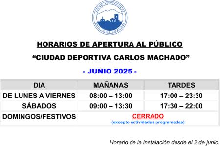 imagen de Horario de la Ciudad Deportiva «Carlos Machado» junio 2025.