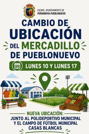 Mercadillo de Pueblonuevo se traslada el 10 y 17 de agosto al Polideportivo y Campo Casas Blancas