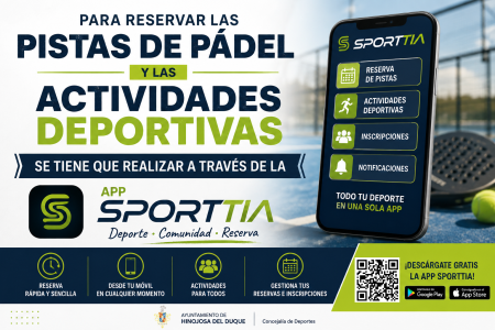 imagen de RESERVA TUS PISTAS Y ACTIVIDADES DEPORTIVAS DESDE EL MÓVIL CON LA APP DE SPORTTIA