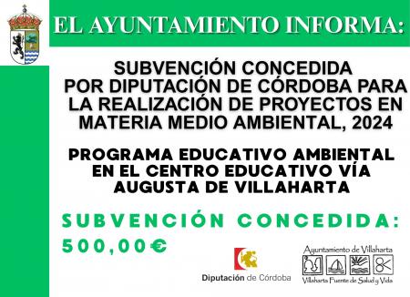 imagen de SUBVENCIÓN RECIBIDA. PROYECTOS DE MEDIO AMBIENTE