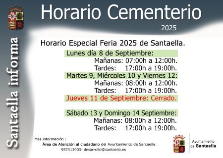 imagen de HORARIO CEMENTERIO ESPECIAL FERIA 2025